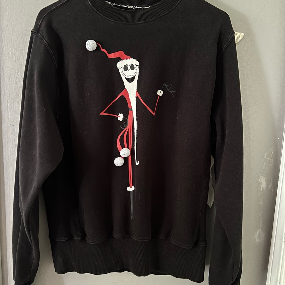 Disney Jack Skellington Graphic Crewneck Sweater NBC Sandy Claws Spirt jersey